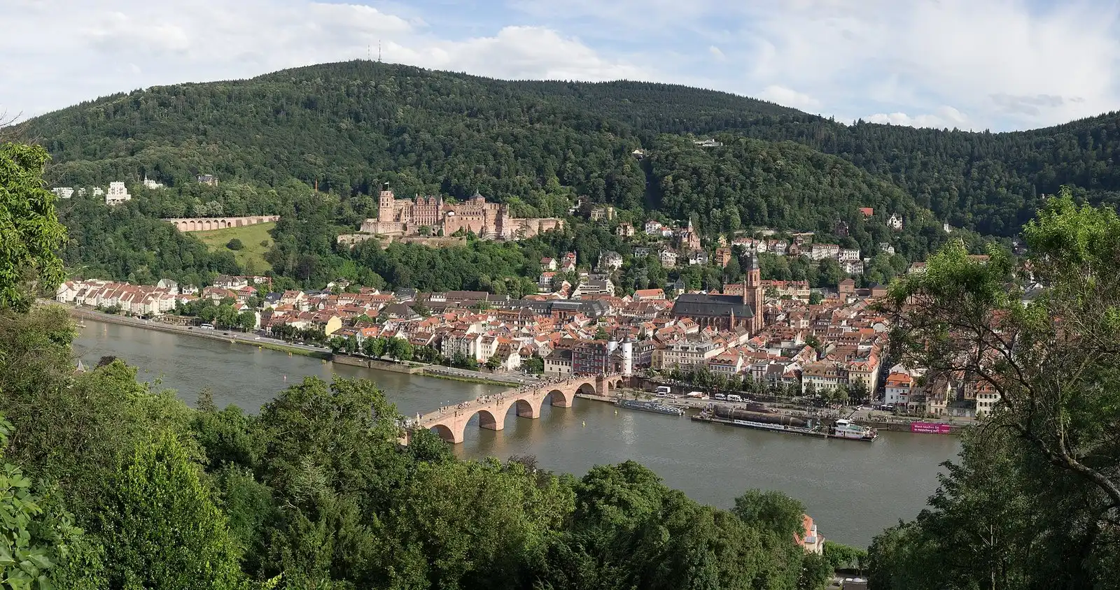 Blick vom Philosophenweg auf Altstadt, Alte Brücke, Schloss und Königstuhl